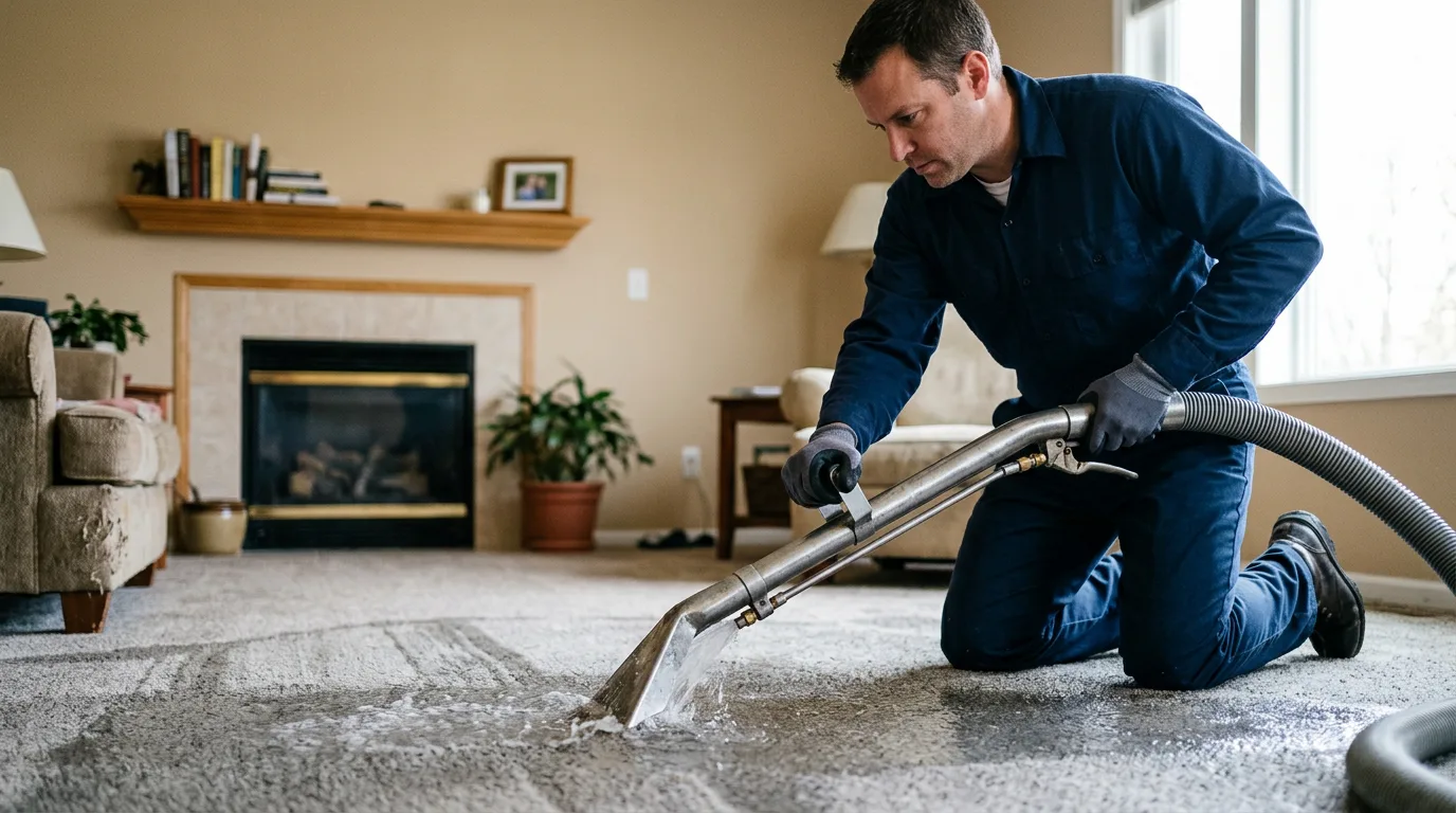 Water damage restoration technician working near Byron, MI